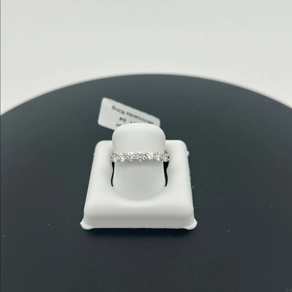 Sterling 925 Silver Seven-Stone Clear Moissanite Band - Picture 4 of 5